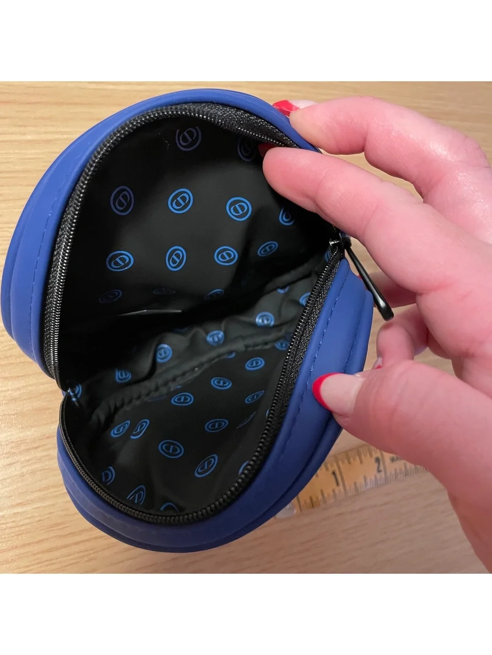 Dior Round Blue Zippered Pouch